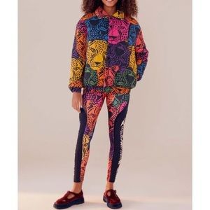 Farm Rio Mixed Midnight Leopards Legging Size L Multicolor